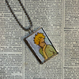 Little Prince, original illustrations from vintage book, up-cycled to soldered glass pendant