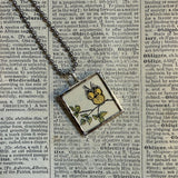 Owls, vintage illustrations, up-cycled to soldered glass pendant