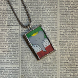Babar, original vintage 1960s book illustrations, upcycled to soldered glass pendant