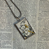 Owl, pussycat, Cat, kitten, kitty, vintage children's book illustrations up-cycled to soldered glass pendant