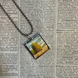 Honey Bee, vintage illustration, up-cycled to soldered glass pendant