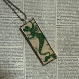 Mermaid, fish, lotus, vintage children's book illustrations, up-cycled to soldered glass pendant