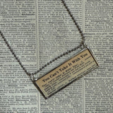 You Can't Take It WIth You, vintage dictionary pages, up-cycled to soldered glass pendant