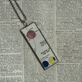 Solar / Lunar eclipse, vintage 1940s atlas illustration, up-cycled to soldered glass pendant