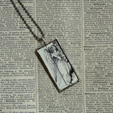 Demons, devils, Angels, vintage illustrations, hand-soldered glass pendant