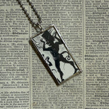 Demons, devils, Angels, vintage illustrations, hand-soldered glass pendant