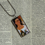 Frida Khalo, self-portraits, upcycled to hand soldered glass pendant