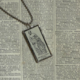 Aphrodite, Roman, Greek Mythology, vintage dictionary illustration, hand soldered glass pendant, upcycled to soldered glass pendant