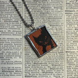 Cat, Kitten, Kitty, vintage children's book illustrations, up-cycled to soldered glass pendant