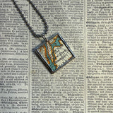 New York Brooklyn vintage map, hand-soldered glass pendant