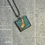 Tokyo, Japan vintage map, hand-soldered glass pendant