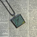 Tokyo, Japan vintage map, hand-soldered glass pendant
