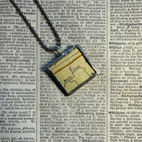 Sacramento, California, vintage map, hand-soldered glass pendant