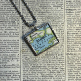 Istanbul, Turkey vintage map, hand-soldered glass pendant
