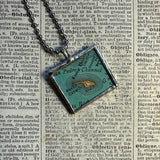 Los Angeles, Santa Monica, Catalina Island vintage map, hand-soldered glass pendant