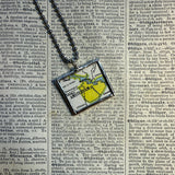 Amsterdam vintage map, hand-soldered glass pendant