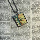 Seattle, Olympic National park vintage map, hand-soldered glass pendant