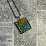 New York City vintage map, hand-soldered glass pendant