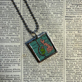 England, Ireland, Great Britain, vintage map, hand-soldered glass pendant