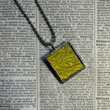 England, Ireland, Great Britain, vintage map, hand-soldered glass pendant