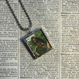 Owls, vintage illustrations, up-cycled to soldered glass pendant
