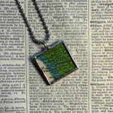 San Francisco, Oakland, vintage map, hand-soldered glass pendant