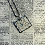 Yellowstone and Grand Teton National Parks, vintage map, hand-soldered glass pendant