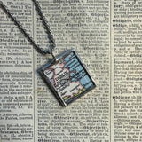 Dublin, Ireland, vintage map, hand-soldered glass pendant