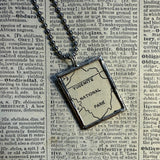 Yosemite National Park, vintage map, hand-soldered glass pendant