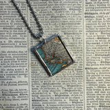 Oakland, vintage map, hand-soldered glass pendant