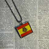 Madrid, Spain, vintage map, hand-soldered glass pendant