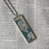 Snow White, Dopey, Grumpy, vintage illustrations, up-cycled to soldered glass pendant