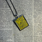 Italy, vintage map, hand-soldered glass pendant