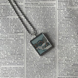 Snails, vintage illustrations up-cycled to soldered glass pendant