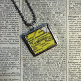 Brussels, Belgium vintage map, hand-soldered glass pendant
