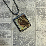 Owls, vintage illustrations, up-cycled to soldered glass pendant