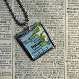 Reykjavik, Iceland, vintage map, hand-soldered glass pendant