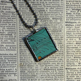 Prague, vintage map, hand-soldered glass pendant