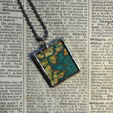 Boston, vintage map, hand-soldered glass pendant