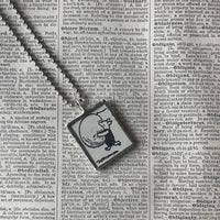 Winnie the Pooh, Piglet, childrens' book illustrations up-cycled to hand-soldered glass pendant