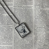 Winnie the Pooh, Piglet, childrens' book illustrations up-cycled to hand-soldered glass pendant