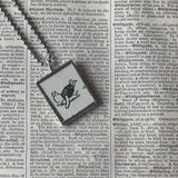 Winnie the Pooh, Piglet, childrens' book illustrations up-cycled to hand-soldered glass pendant