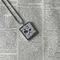 Mickey Mouse, vintage illustrations, up-cycled to soldered glass pendant