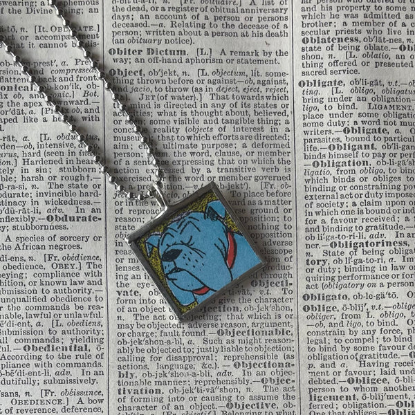 Go Dog Go, original illustrations from vintage book, up-cycled to soldered glass pendant