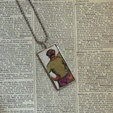 Gorey - acrobats, Vintage book illustrations, hand-soldered glass pendant