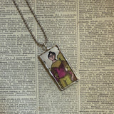 Gorey - acrobats, Vintage book illustrations, hand-soldered glass pendant