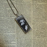 Gorey Doubtful Guest vintage book illustrations, hand-soldered glass pendant