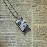 Gorey Henry Clump gravestone cemetery  vintage book illustrations, hand-soldered glass pendant