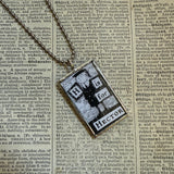 Gorey -Hector, Vintage book illustrations, hand-soldered glass pendant