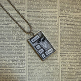 Gorey -Hector, Vintage book illustrations, hand-soldered glass pendant